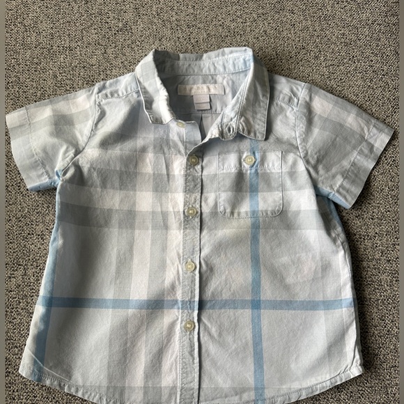 Burberry boy’s Short-sleeved shirt in washed check cotton | Size 12M. - Picture 2 of 5